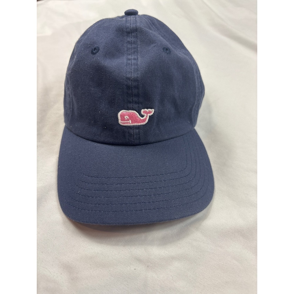 Vineyard Vines Navy Blue Baseball Cap Pink Whale Logo Adjustable Hat Preppy